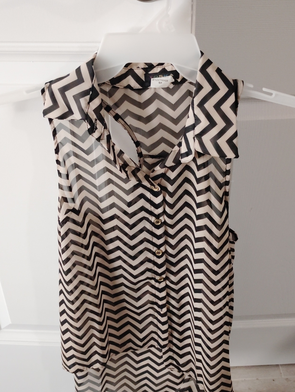High Low Button Down Collared Top